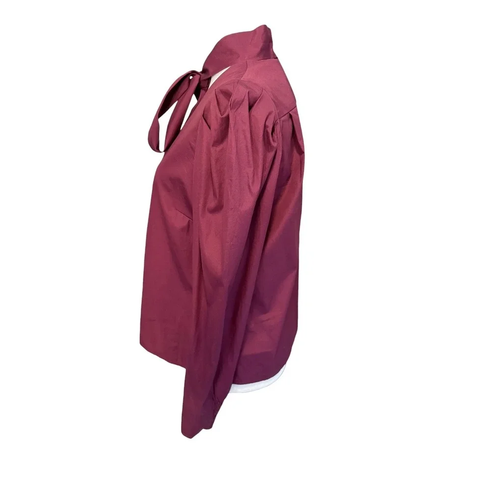 Madewell V-Neck Button-Front Top Dark Pomegranate Burgundy NY535 Small NEW